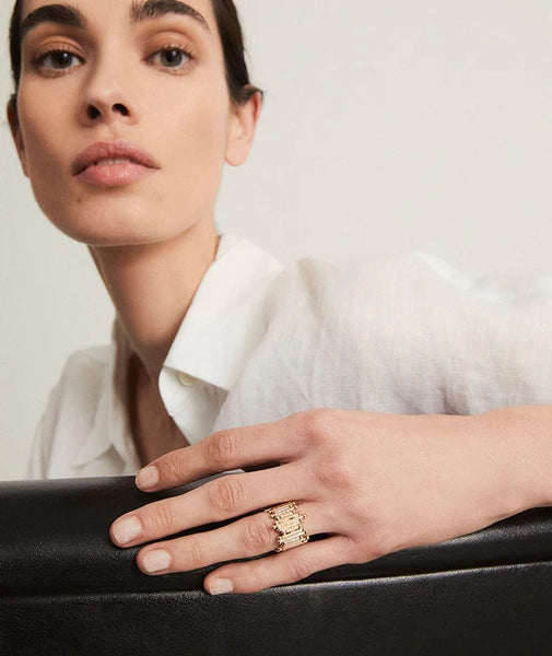 Anillo Redosa chapado Oro 18 Kt tiras