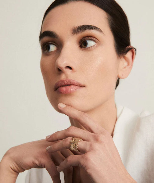 Anillo Redosa chapado Oro 18 Kt tiras