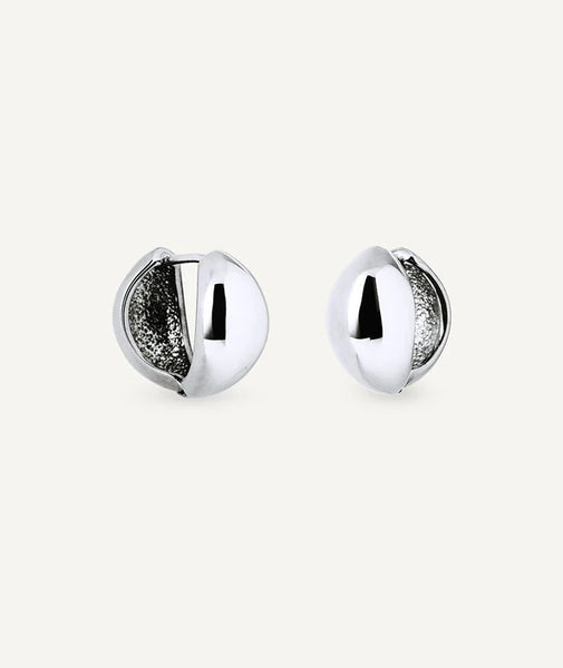Zarcillos de aro ovalados Clor 16 mm plata