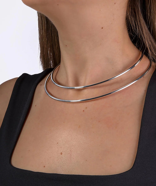 Choker Rígido Doble Plata