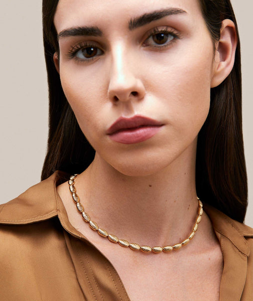 Collar Chapado Oro 18 Kt motivos con relieve