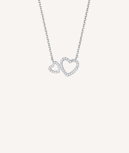 collar Besos colección Clásicos Plata de Ley 925 Chapado Rodio corazones circonitas
