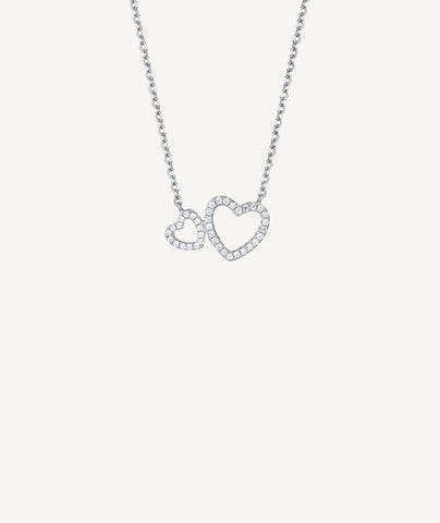 collar Besos colección Clásicos Plata de Ley 925 Chapado Rodio corazones circonitas