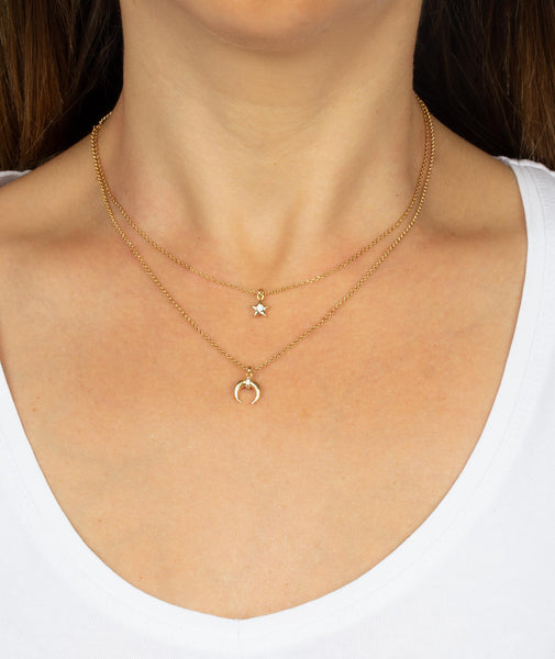 Collar doble estrella y luna