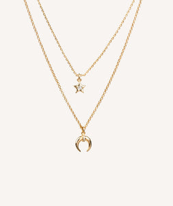 Collar doble estrella y luna