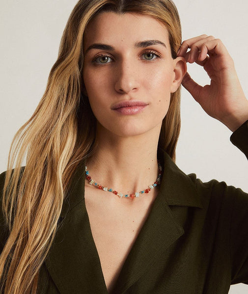 Collar Ona con Piedras Naturales Tricolor