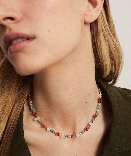 Collar Ona con Piedras Naturales Tricolor