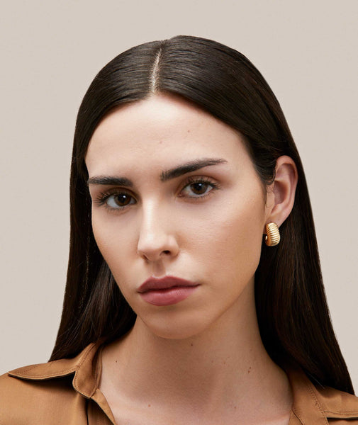 Zarcillos Chapado Oro 18 Kt semiaro relieve