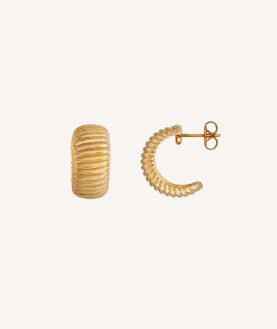 Zarcillos Chapado Oro 18 Kt semiaro relieve