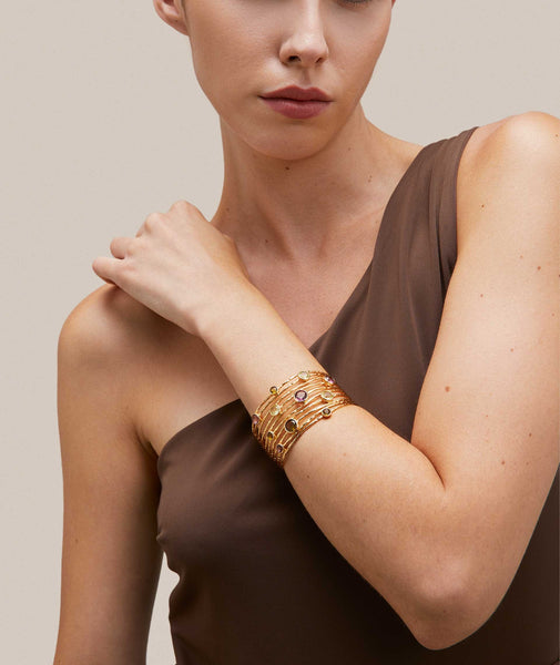 Pulsera Guida rígida ajustable con piedras naturales