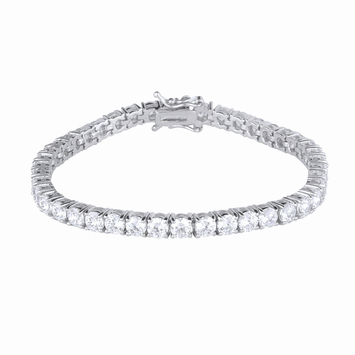 Pulsera Plata acabado Platino circonitas pequeñas cuatro garras
