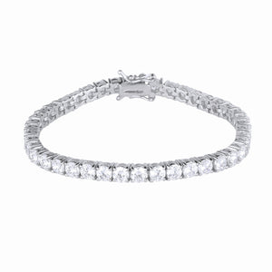 Pulsera Plata acabado Platino circonitas pequeñas cuatro garras