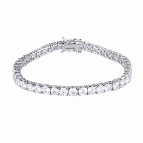 Pulsera Plata acabado Platino circonitas pequeñas cuatro garras