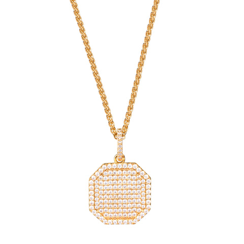 Collar 16MM CZ CADENA 38+5CM CHAPADO