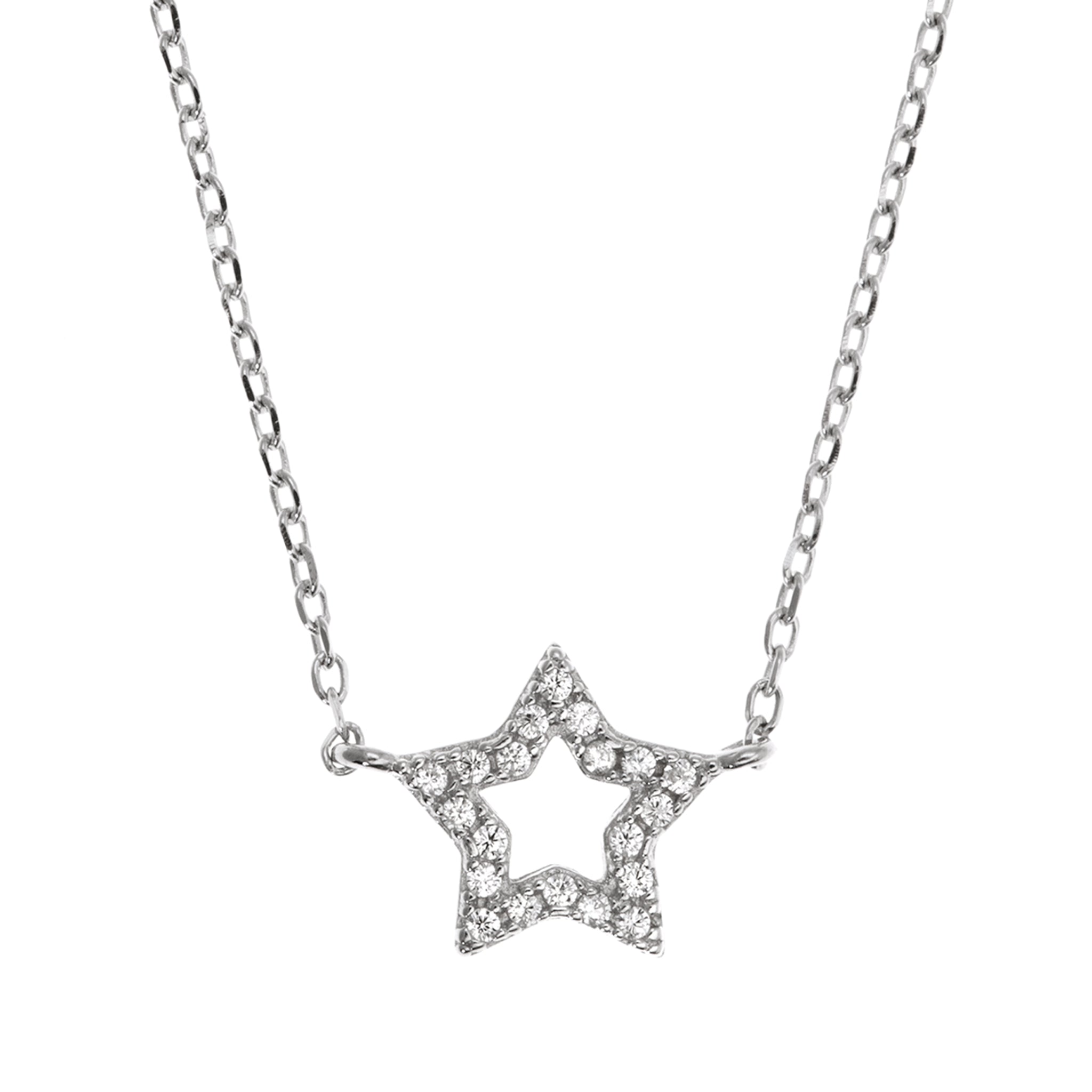 Collar Plata Rodiada estrella Circonitas