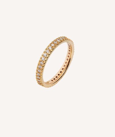 Anillo Alianza circonitas acabado en oro 18 kl