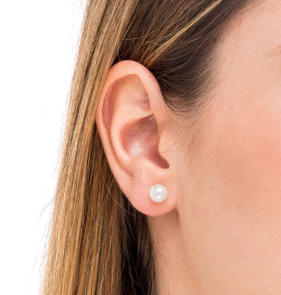 Zarcillos Perla cultivada acabado en Oro 18 Kt 7mm