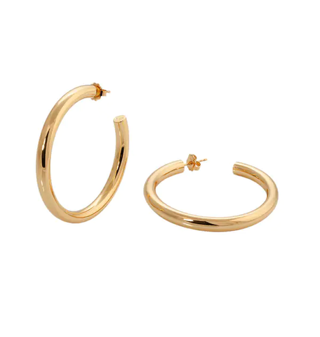 Argollas medio Aro acabado en Oro 18 Kt redondeado 40X5mm