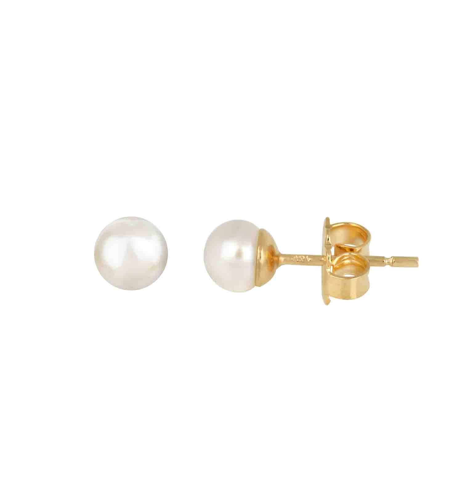 Zarcillos Perla acabado en Oro 18 Kt 5mm
