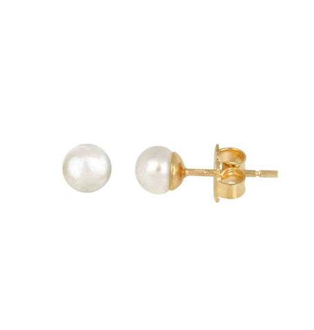 Zarcillos Perla acabado en Oro 18 Kt 5mm