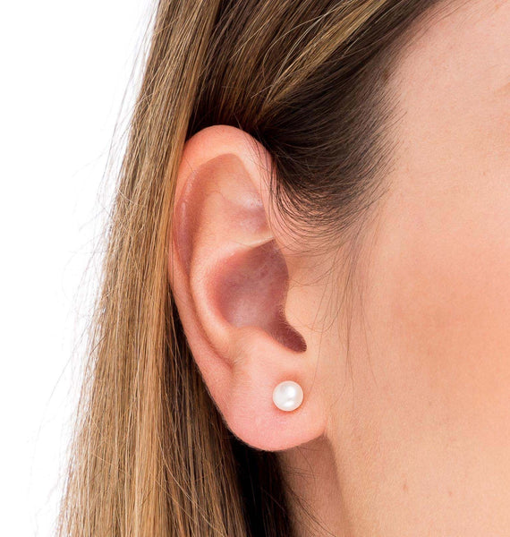 Zarcillos Perla acabado en Oro 18 Kt 5mm
