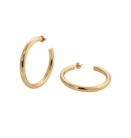 Argollas medio Aro acabado en Oro 18 Kt redondeado 30X3,5mm