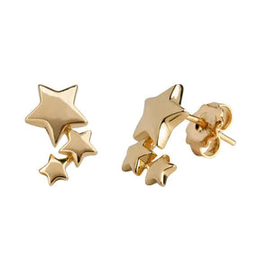 Zarcillo acabado en Oro 18 Kt tres estrellas