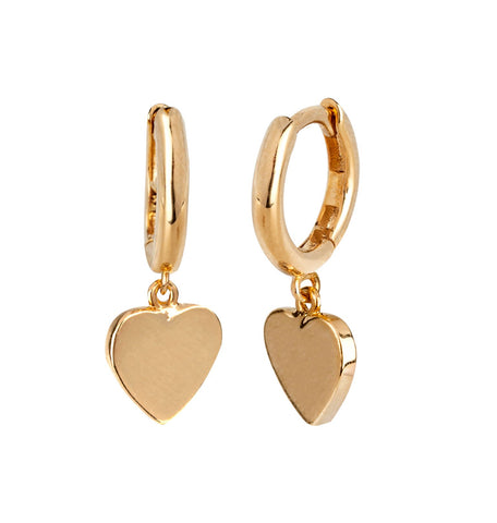 Zarcillos acabado en Oro 18 Kt Aro articulado corazón 12mm