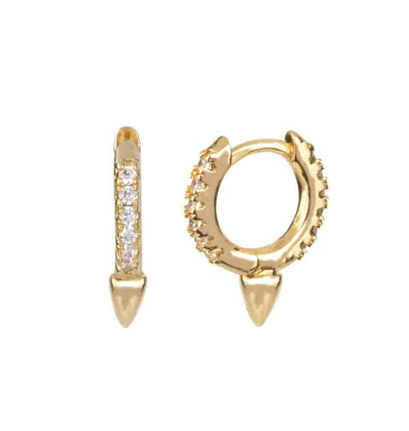 Zarcillo acabado en Oro 18 Kt Aro articulado 11mm Pincho Circonitas