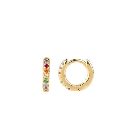 Zarcillo acabados en Oro 18 Kt multicolor circonitas Aro 10X1,5mm
