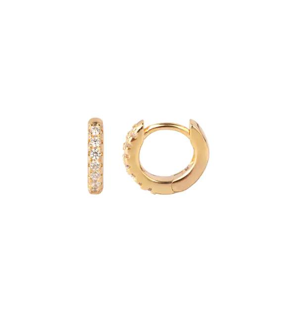 Zarcillo acabado en Oro 18 Kt Aro Circonitas 10mm