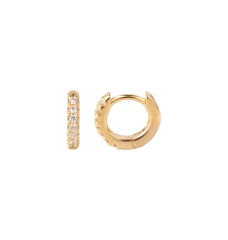 Zarcillo acabado en Oro 18 Kt Aro Circonitas 10mm