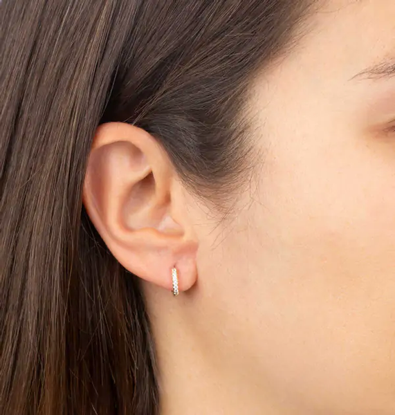 Zarcillo acabado en Oro 18 Kt Aro Circonitas 10mm