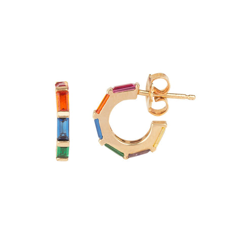 Zarcillos Aro acabado en Oro 18 kl Circonitas Multicolor