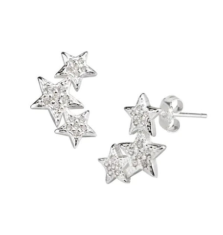 Zarcillo Plata tres estrellas Circonitas