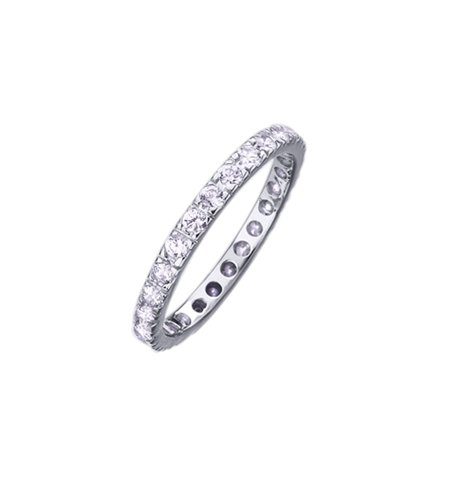 Anillo Alianza Plata acabado Platino circonitas