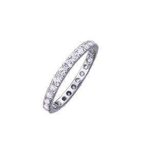 Anillo Alianza Plata acabado Platino circonitas