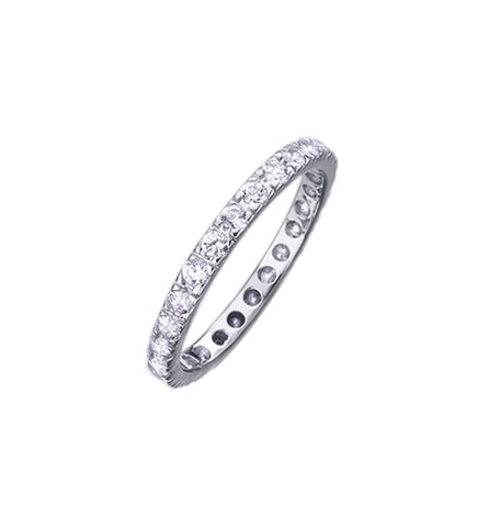 Anillo Alianza Plata acabado Platino circonitas