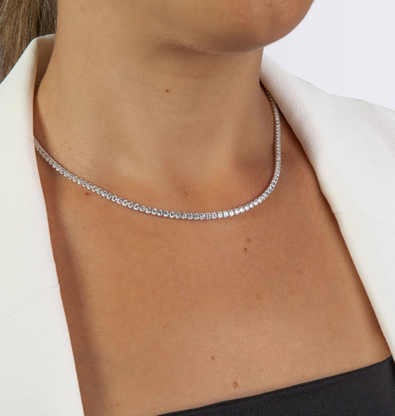 Collar Plata acabado Platino circonitas
