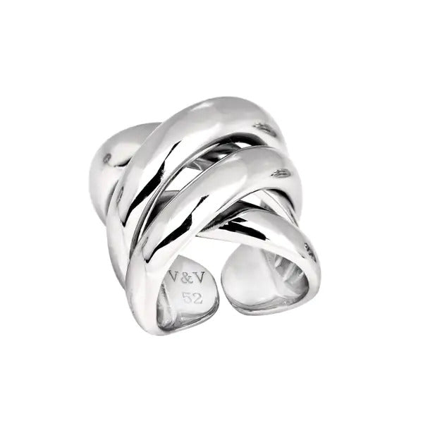 Anillo acabado en Plata cruzado