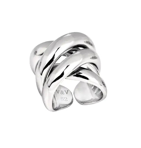 Anillo acabado en Plata cruzado