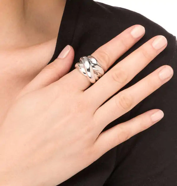 Anillo acabado en Plata ancho brillo