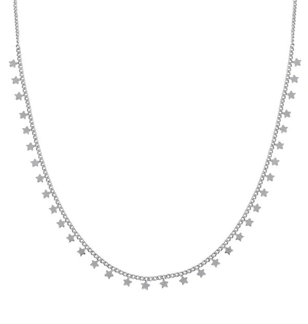 Collar Junior acabado en Plata estrellas colgantes 34+3 CM