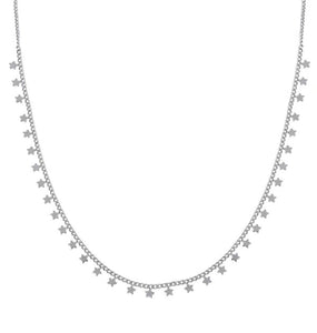 Collar Junior acabado en Plata estrellas colgantes 34+3 CM