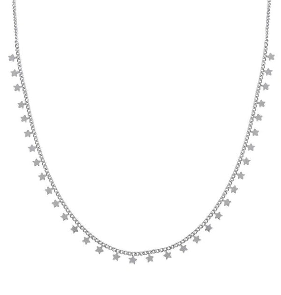 Collar Junior acabado en Plata estrellas colgantes 34+3 CM