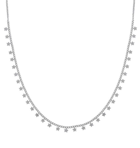 Collar Junior acabado en Plata estrellas colgantes 34+3 CM