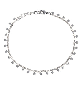 Tobillera Acabado en Plata Estrellas