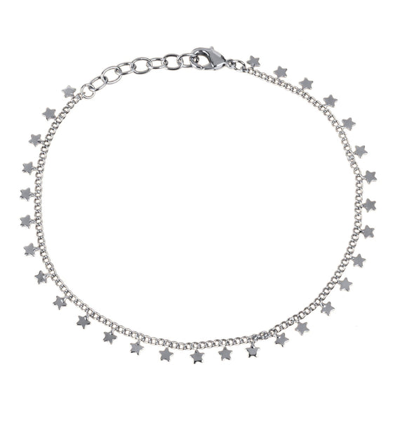 Tobillera Acabado en Plata Estrellas