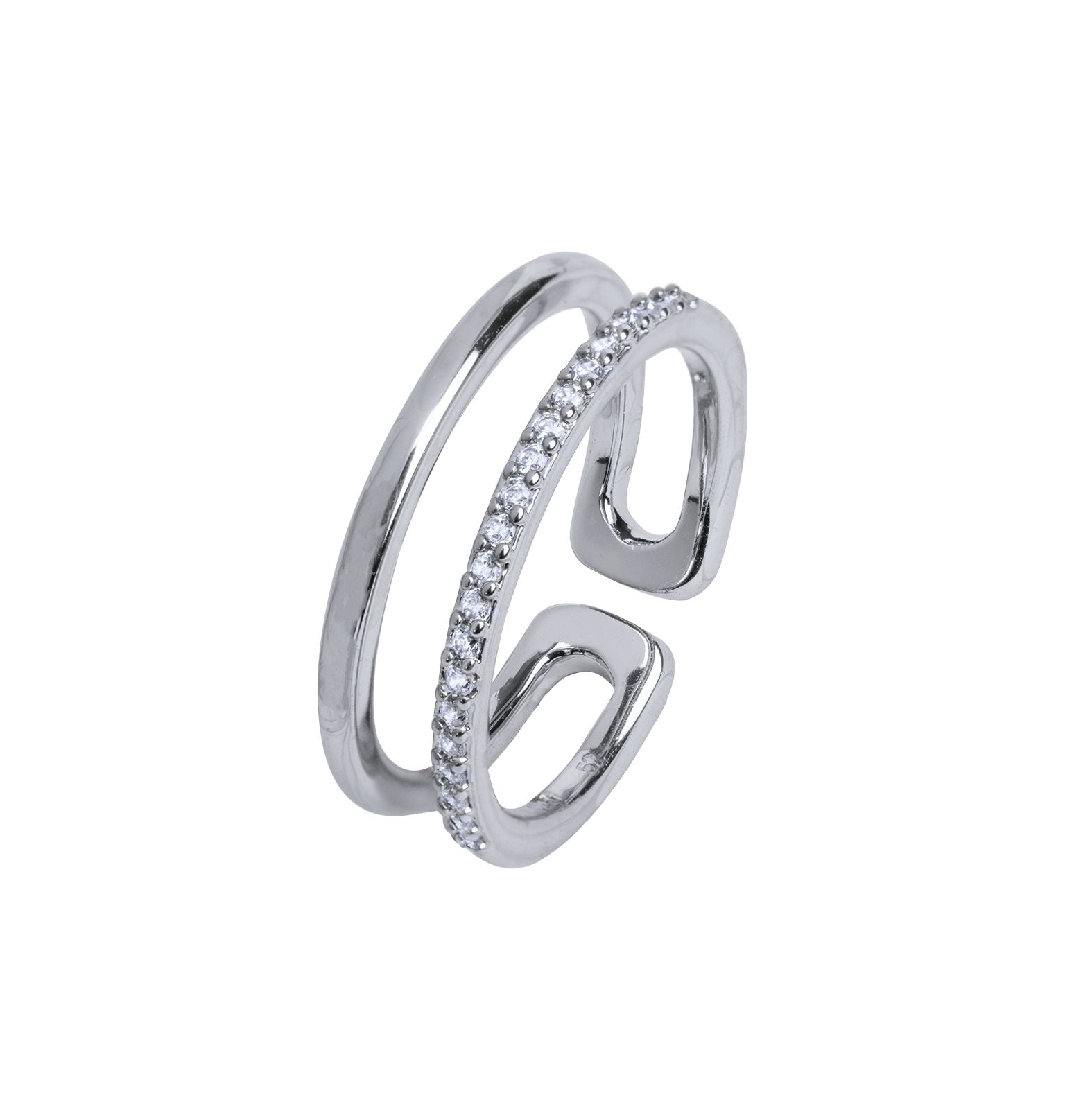 Anillo acabado Plata Tira Circonitas Lisa