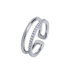 Anillo acabado Plata Tira Circonitas Lisa